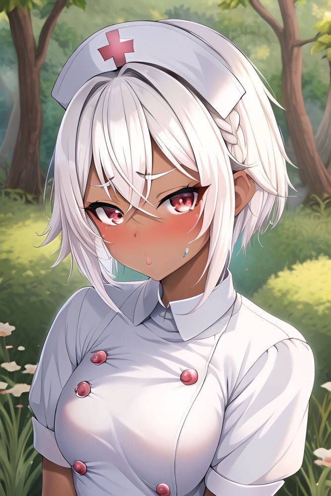 Anime Busty Small Tits 20s Age Pouting Lips Face White Hair Pixie Hair Style Dark Skin Skin Detail (beta) Meadow Close Up View Cumshot Nurse 3664226441583119333 - AI Hentai - #main