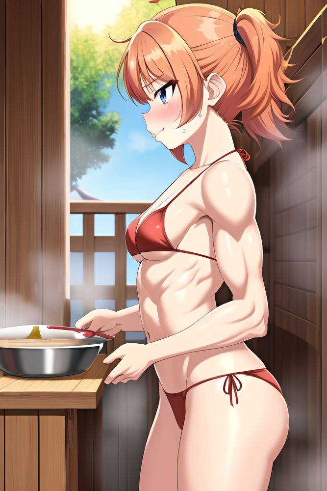 Anime Muscular Small Tits 80s Age Pouting Lips Face Ginger Pixie Hair Style Light Skin Painting Sauna Side View Cooking Bikini 3664721221994042068 - AI Hentai - #main