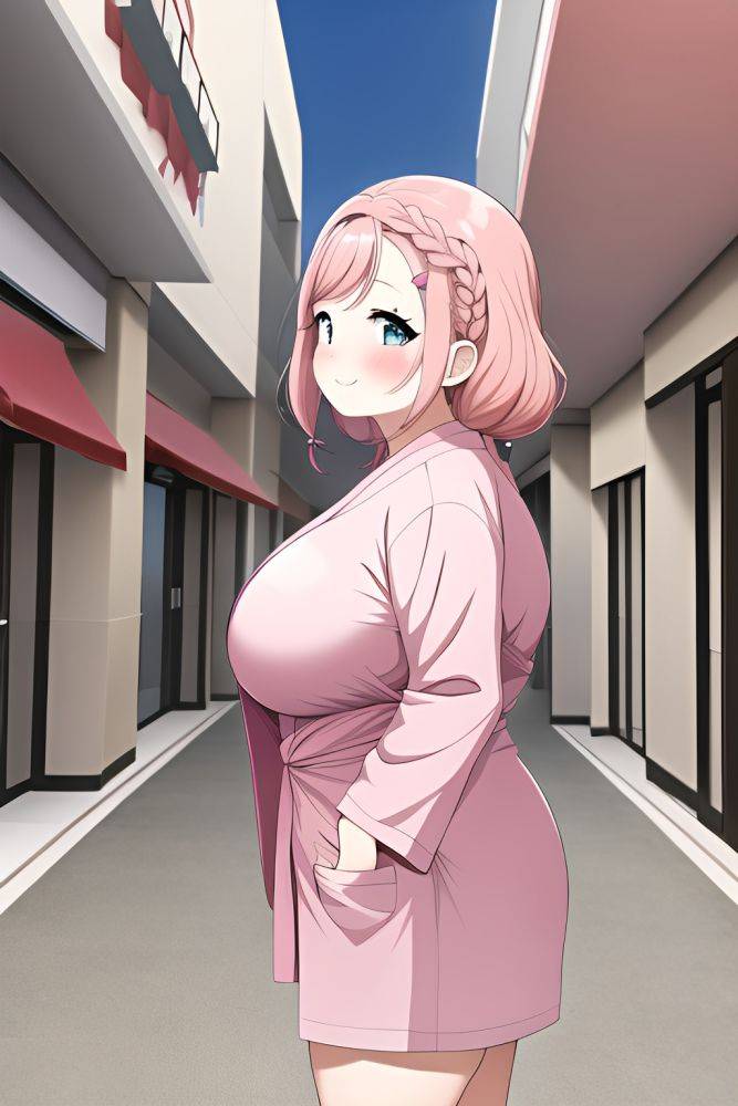 Anime Chubby Small Tits 50s Age Happy Face Pink Hair Braided Hair Style Light Skin Dark Fantasy Mall Side View T Pose Bathrobe 3664582064508331295 - AI Hentai - #main