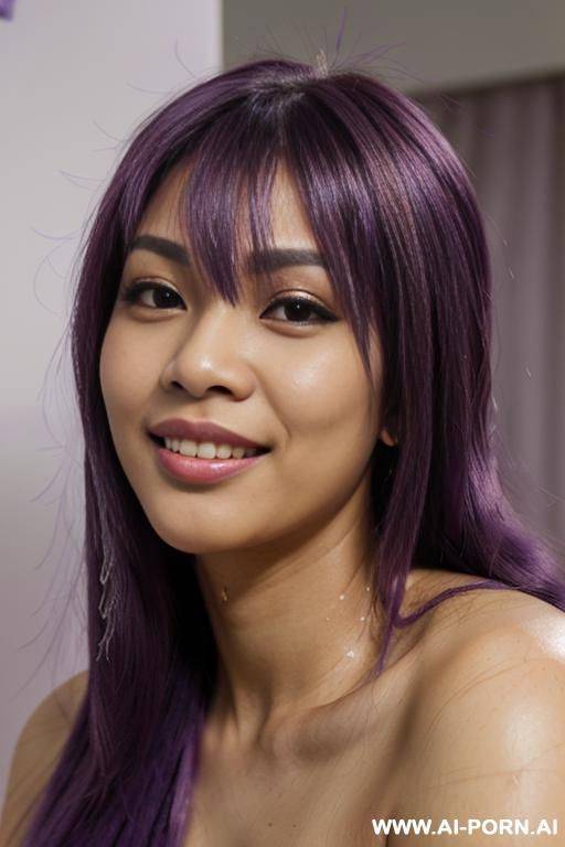 elaborate flowing purple hair, glamor, bend down, - #main