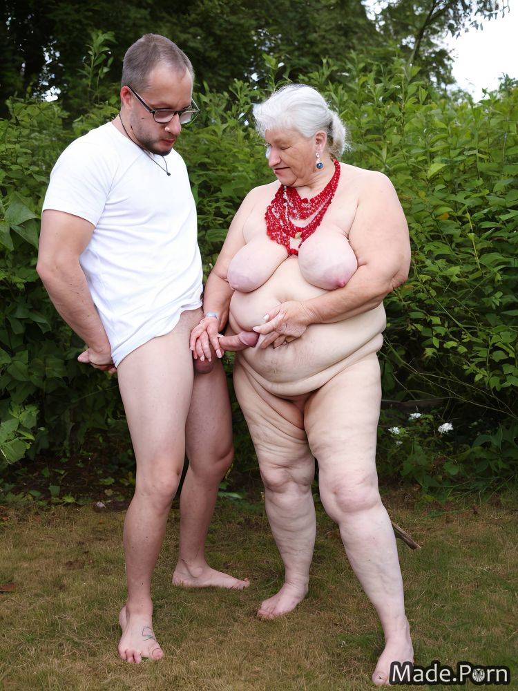 Glasses woman white hair bbw bracelet veiny dick hairy AI porn - #main