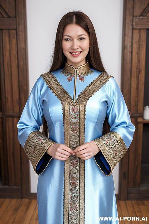 scandinavian, (cheap humble simple central asian silk medieval dress), wide legs - #main