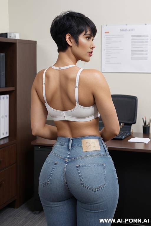 white crop top , high waist jeans - #main