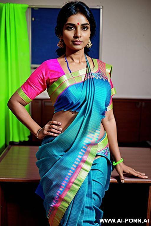 indian teacher, bend on desk, micro skirt, holding breast - #main