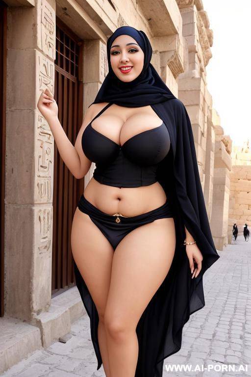 typical egyptian street of the 20th century, hijab, huge massive boobs, typical egyptian skirt of the 20th century - #main