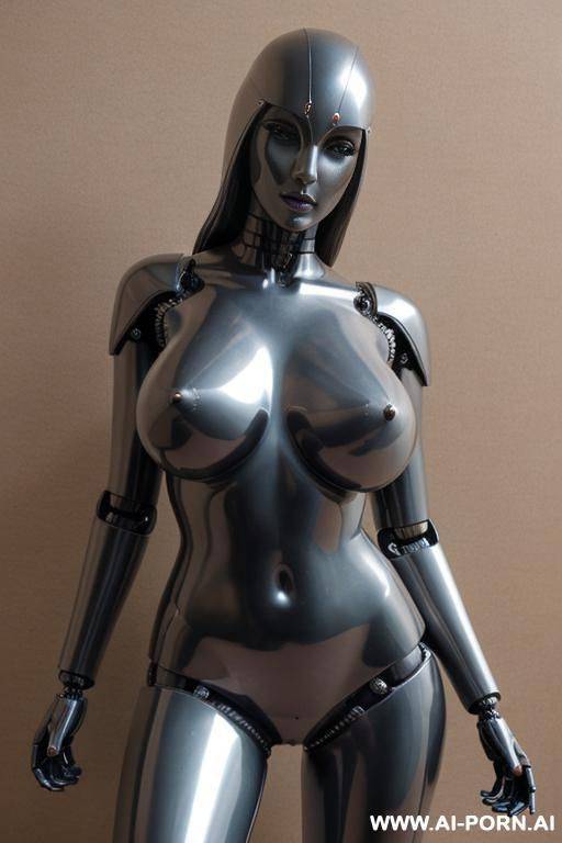 robot statue of naked woman, ((looking at the camera)), ((eyes contact)), full body view, hard nipples, open vagina, human vagina, - #main