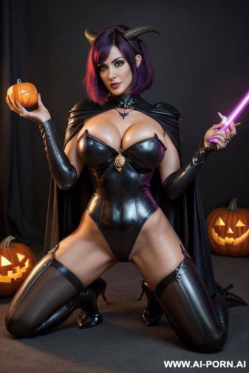 logo horror glauque asylum, hold purple lightsaber in hands , hot milf space queen, 2 space queen womans posing together, show horny pussy, spread wide legs, necklace, earrings, perfect rounds - #main