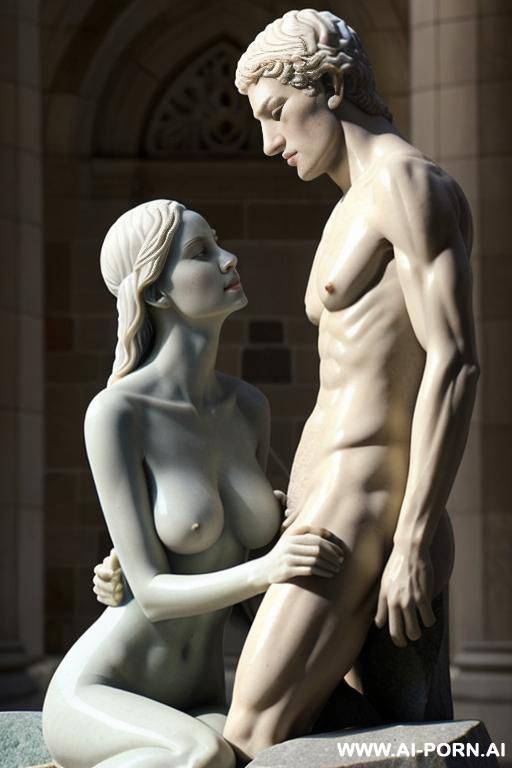 ((two beautiful naked stone figures man and woman)), having sex - #main