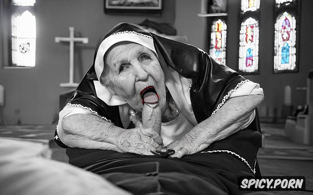 prayer, church, old lady granny nun cook sucking dick, skin detail - #main