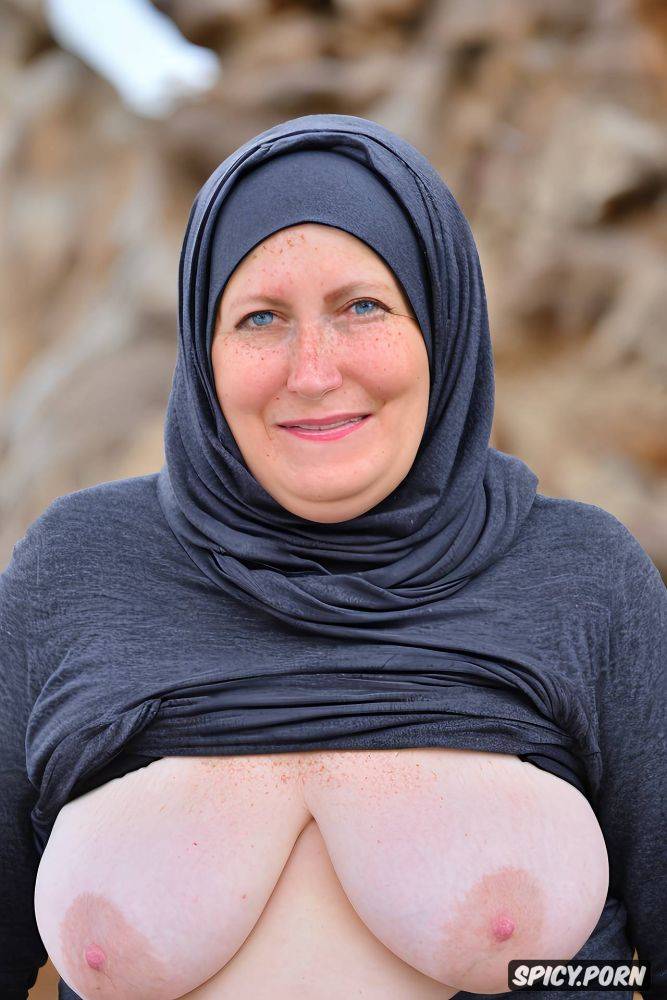 big nipples, muslim hijab head, saggy breasts, broad shoulders - #main