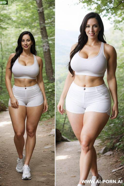 suburban mom, thick thighs, sexy tight shorts, hiking - #main