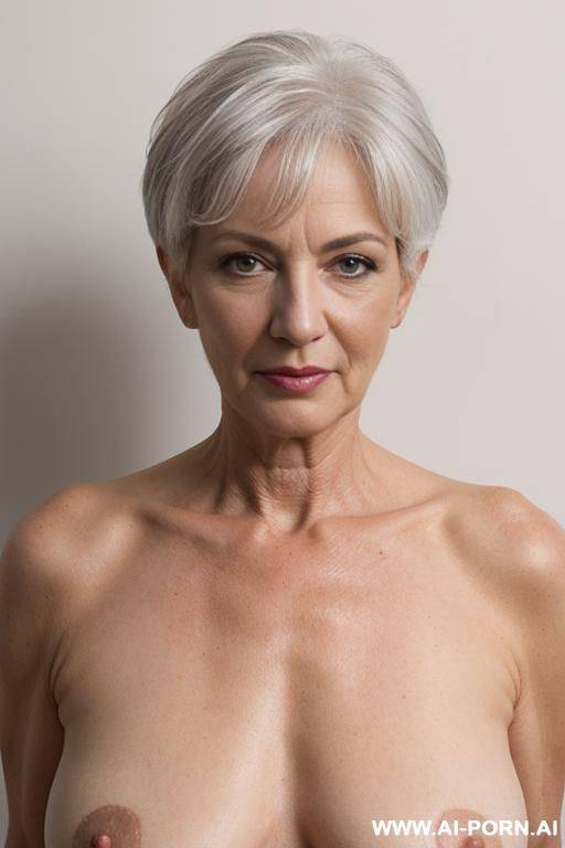 short hair, grey hair, , naked, nude, mature, granny, mature body, granny face - #main