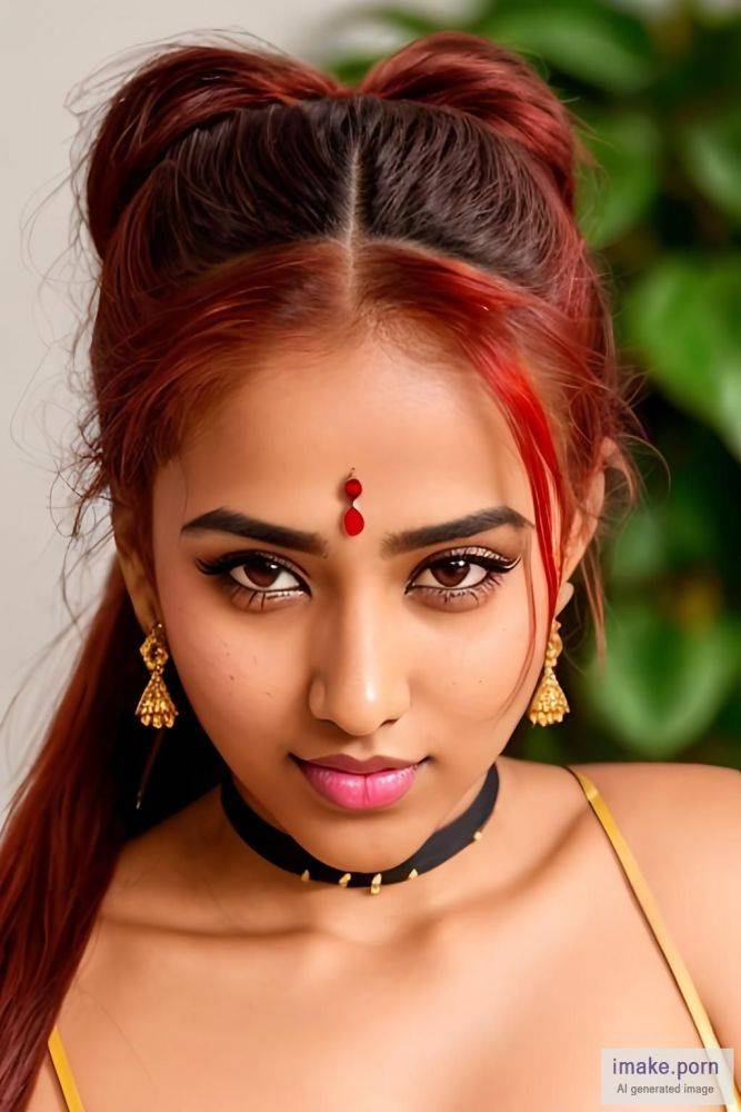 south indian girl with red headed pony tail hairstyle and cat... - #main