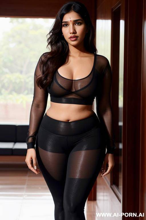 bhumi pednekar wearing sexy yoga pants sweating, full body view with eye contact, detailed facial features, transparent outfits - #main