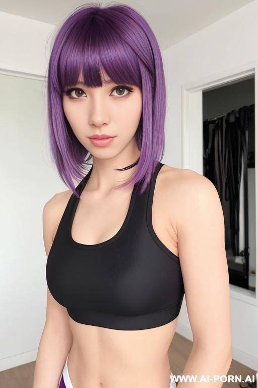 black hair, sports bra - #main