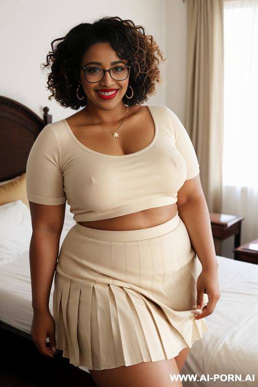 gros cul, lipstick, stilleto, grosse bouche, glasses, big areolas, brown, élégante - #main