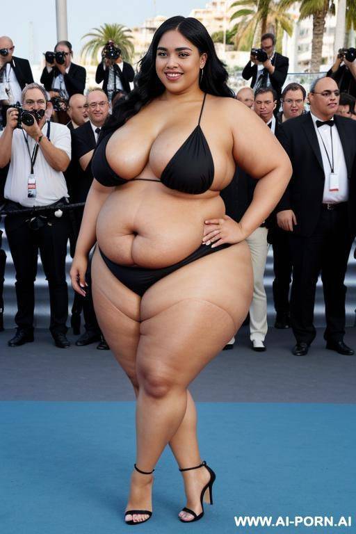 female, (light skin african), obese, beautiful bbw, beautiful face, seductive face, big ass, big breasts, thick thighs, long thich legs, bare feet, shaved pussy, oiled body, - #main