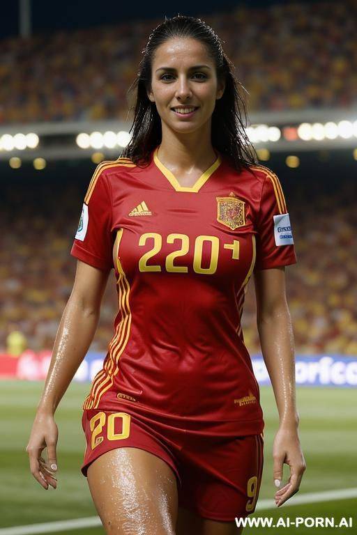 soccer stadium, topless, spanish soccer team uniform, wet skin, crowd of people - #main