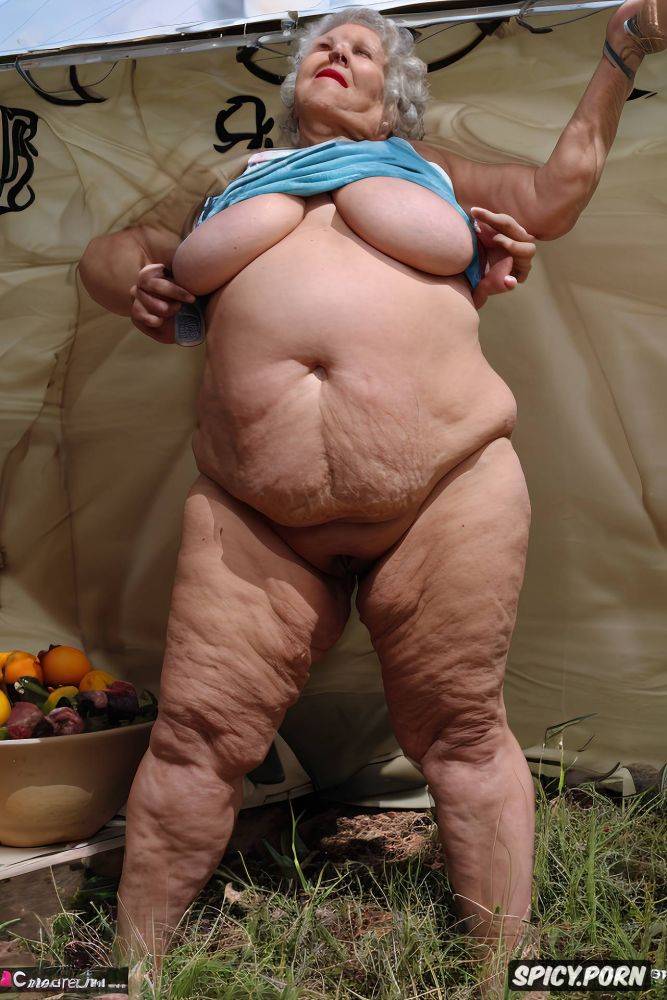 extremely fat thighs, outdoors, big thick thighs, big very fat obese belly - #main