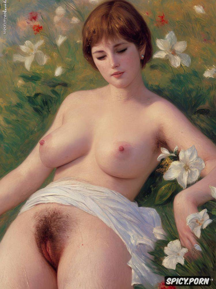 absolutely flat chest beautiful teen white women with a white lily in her right hand - #main
