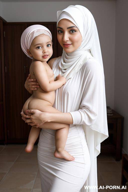 hijabi holding naked bare bum naked niece in arms spanked - #main