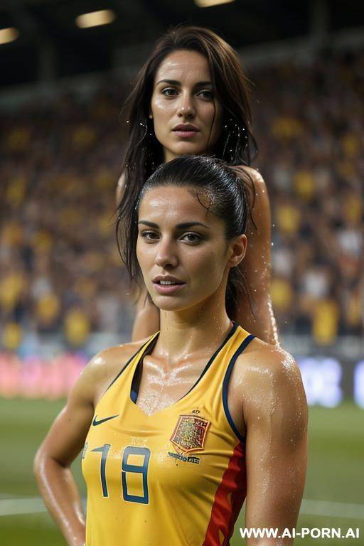 soccer stadium, topless, spanish soccer team short , wet skin, crowd of people - #main