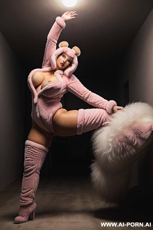 massive natural fluffy sheep fursuit, ((spread gape huge asshole)), big hollow anal plug, very old saggy tits, ((rippled fluffy fuzzy suit fursuit)), pink fur ugg boots, - #main