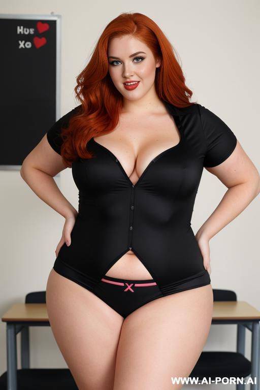 full body photo shot, about at classroom, fat bbw curvy with love handless and tummy, she is dressed as a cheerleader, so sexy and hot stocking, heart-shaped face, - #main
