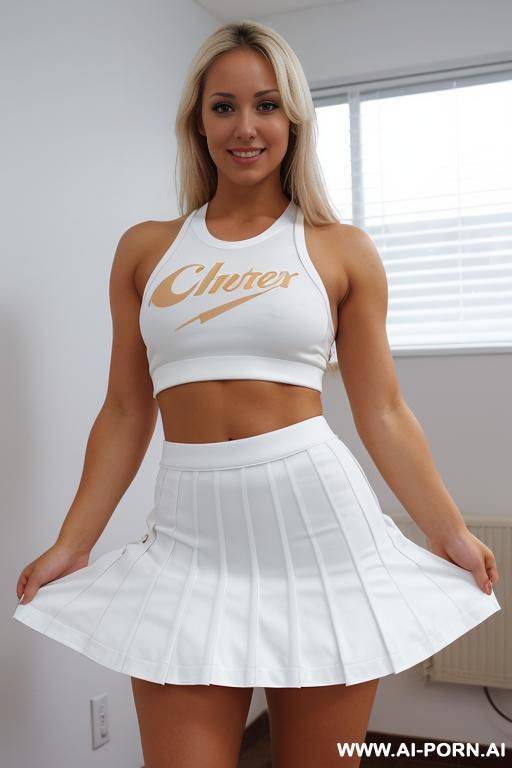 (soft tan skin) no panties. lifting skirt to show naked shaved vagina. - #main