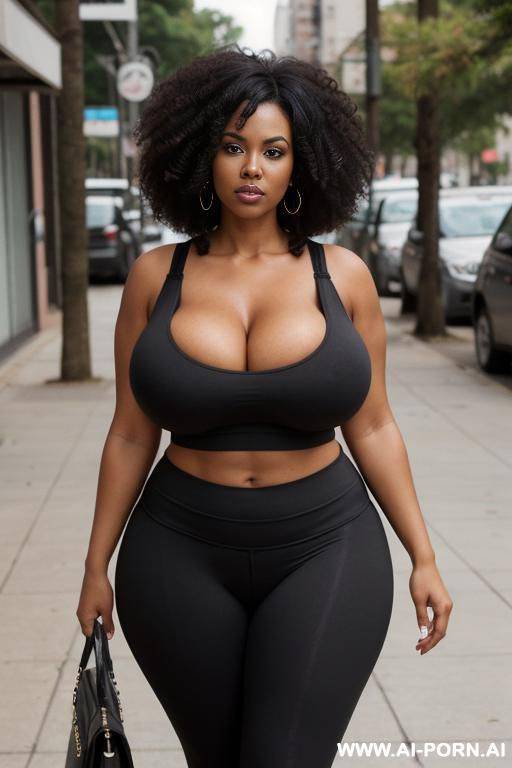 huge boobs, gigantic boobs, afro, milf, bimbo, black hair, sexy afro woman, looking at the viewer angrily, wide waist - #main
