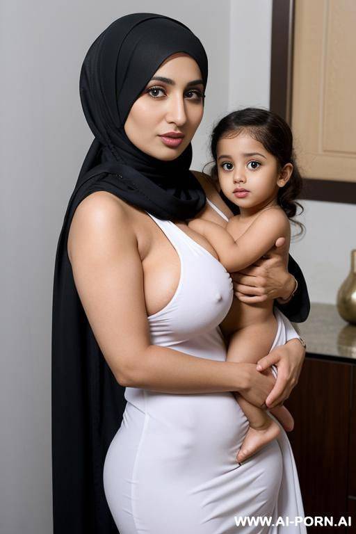 hijabi scared milf with naked niece on arms - #main