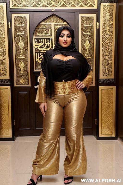 women élégante, curvy, ((very big ass)) pleated pants brown, - #main