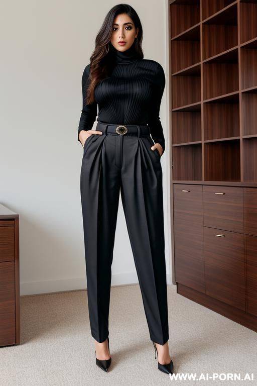 femme arabe, perse, big ass, office pleated pants - #main