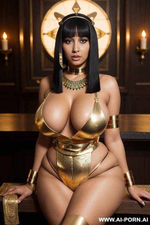((egyptian princess)), ((sexy makeup)), ((stunning woman)), (((saggy saggy saggy gigantic boobs))), monstruosly giant breasts, enormous tits, (((hour-glass figure))), ((deep massive cleavage)), ((shiny tanned - #main