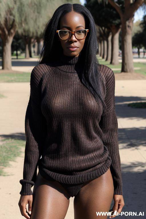 suburban namibian mom, top sweater, no pants, no panties, bottomless, pantyless - #main