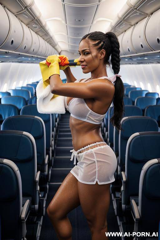 solo female boxer, topless, big breast, brown boxing gloves, dark braided hair, mixed skin, , realistic, fit, pack, boxing ring, combat, taking a punch, excited smile, bruised, wet sweat oiled body, perfect body, full body view, profile view - #main