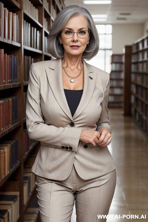sexy gilf, beige pant suit - #main