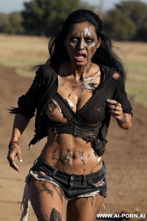((black hair)) ((scary face)) ((running)) ((ripped clothes)) ((dirty clothes)) ((dirty body)) - #main
