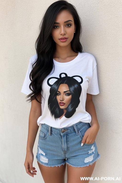 cute teen girl, t-shirt, shorts - #main