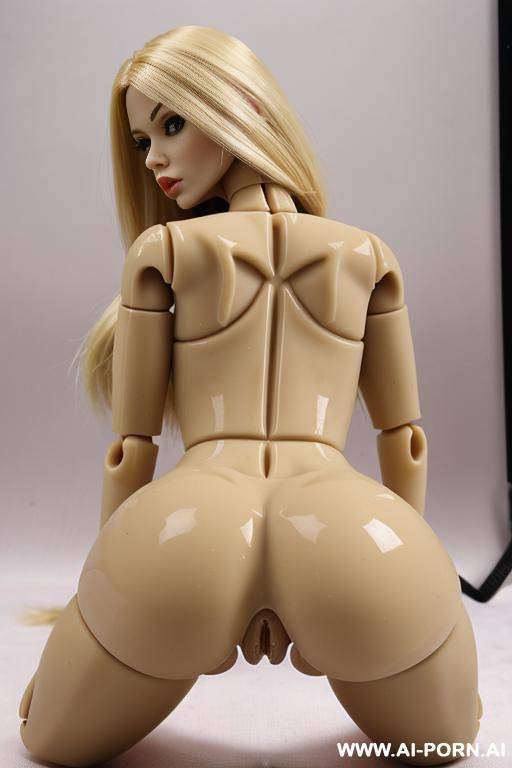 doll, plastic look, plastic skin, shoulder length blonde blunt cut hair, pretty face, plastic face, plastic body, fully nude, full frontal view, big plastic tits, plastic ass, fully naked. putting - #main