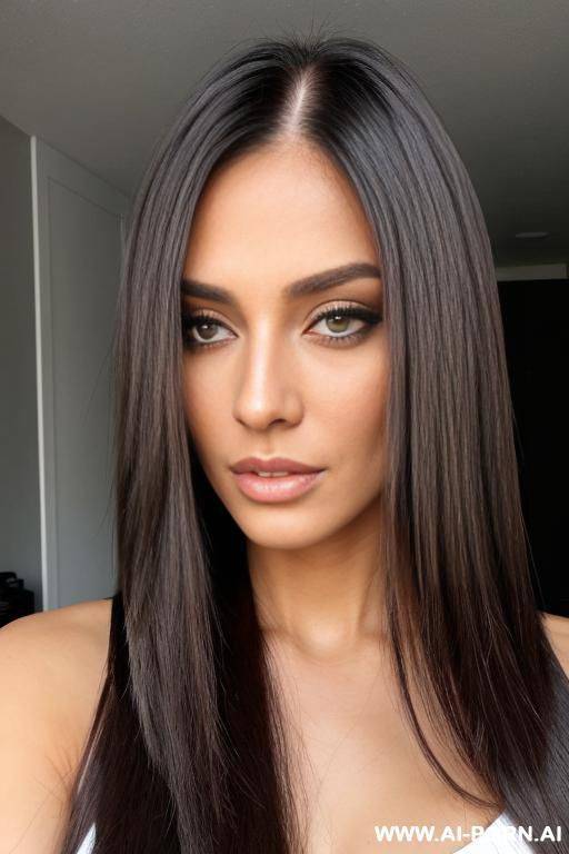 1woman ugly face, long brunette straight hair, - #main