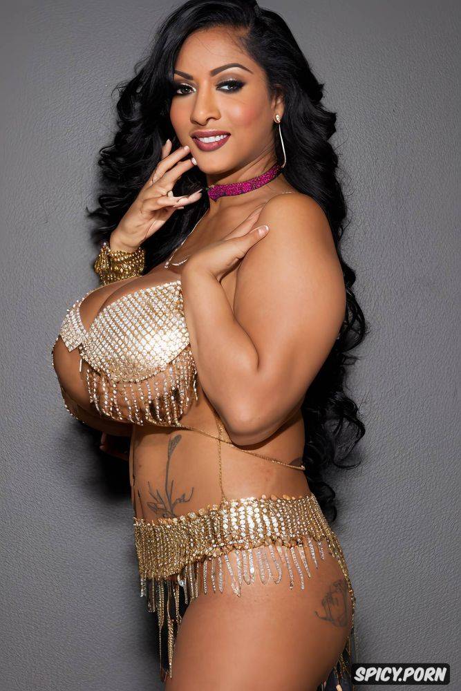 massive breasts, long wavy black hair, color photo, silver and gold jewellery - #main
