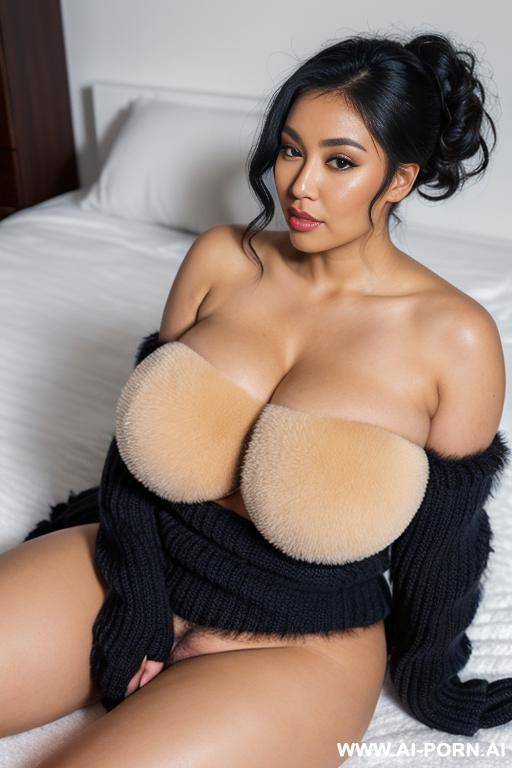 kawaii, highest thigh fuzzy stripped socks, long knitted gloves, big fuzzy scarf, big fluffy fuzzy crop top , very hairy pussy, fluffy crop top cover top, ((huge meaty inflated pussy)), spreading pussy - #main