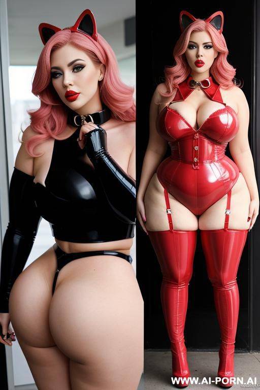 huge fake plastic lips, bimbo large collar, , large wilde hips, giant curvy ass, massive thighs - #main