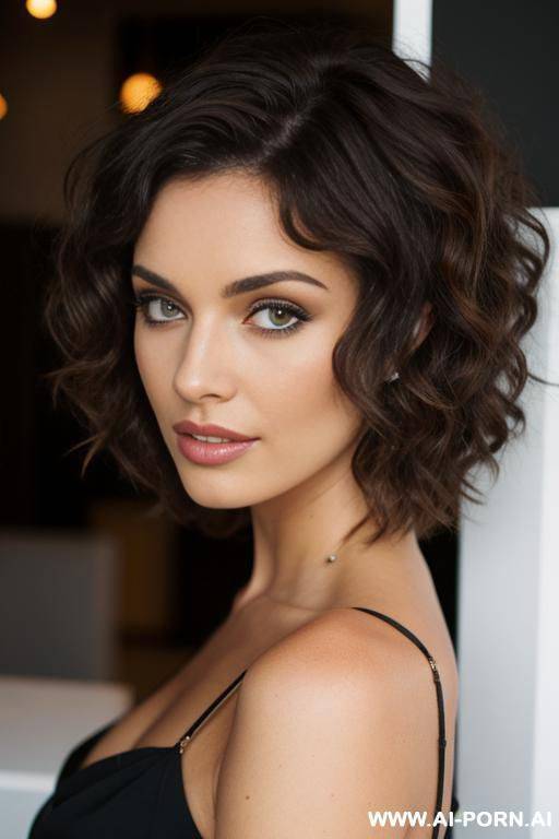 brunette, short hair, curly hair, woman 1 - #main