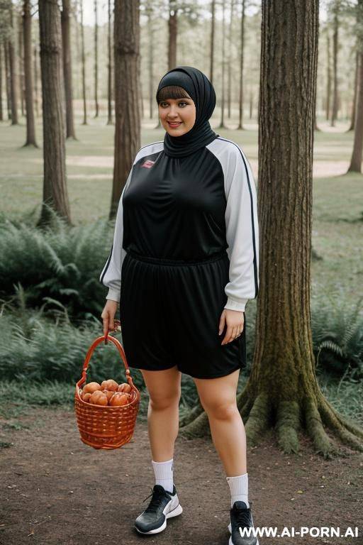 happy russian chubby wife wearing hijab standing toplessblack - #main