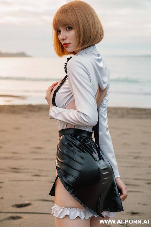 girl with long blond hair from behind in sweatshirt on the beach - #main