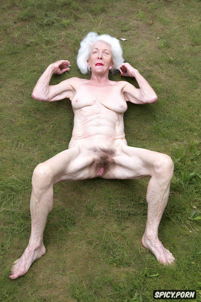 scrawny pale granny, hyper realistic, vagina exposed, passed out in broad daylight - #main