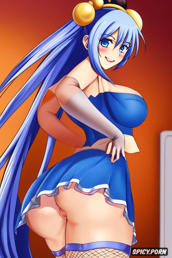 blush, from behind, no panties, bent over, thick muscular thighs - #main