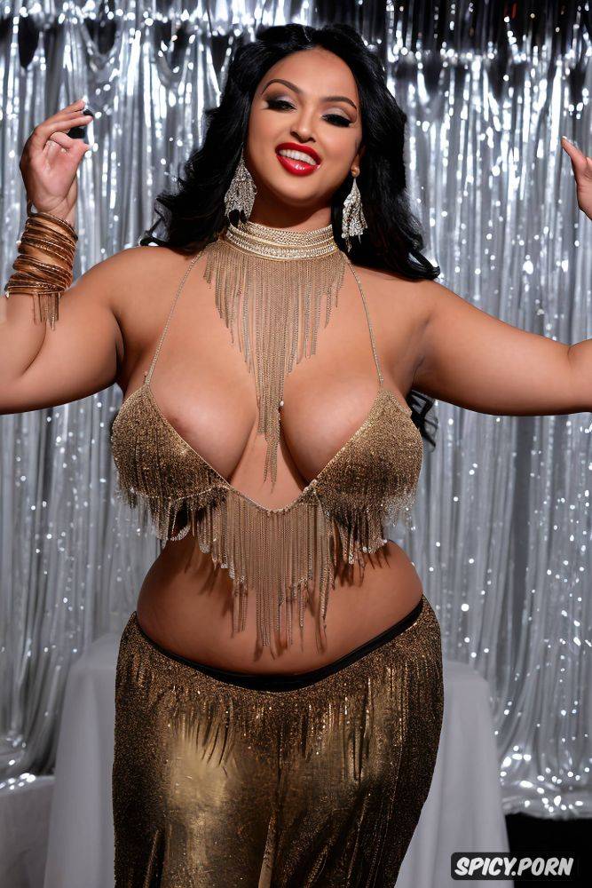 massive breasts, long wavy black hair, color photo, silver and gold jewellery - #main